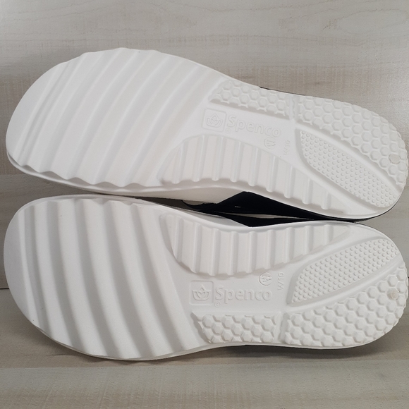 Spenco Fusion Black & White Slide Sandals Womens Size 10 Wide - Picture 5 of 9